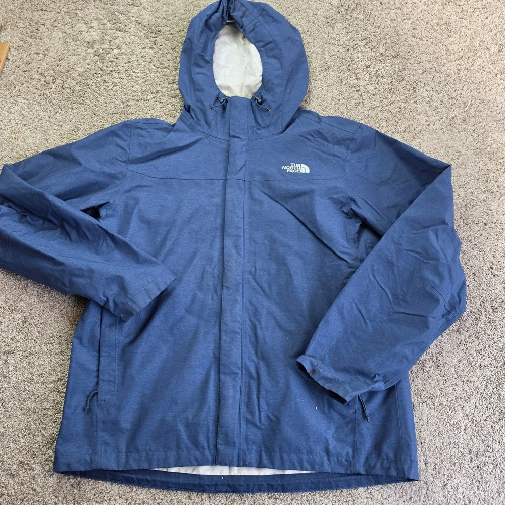 The North Face Rain Jacket Mens Large Blue Hooded Shell Gorpcore Outdoor Adult